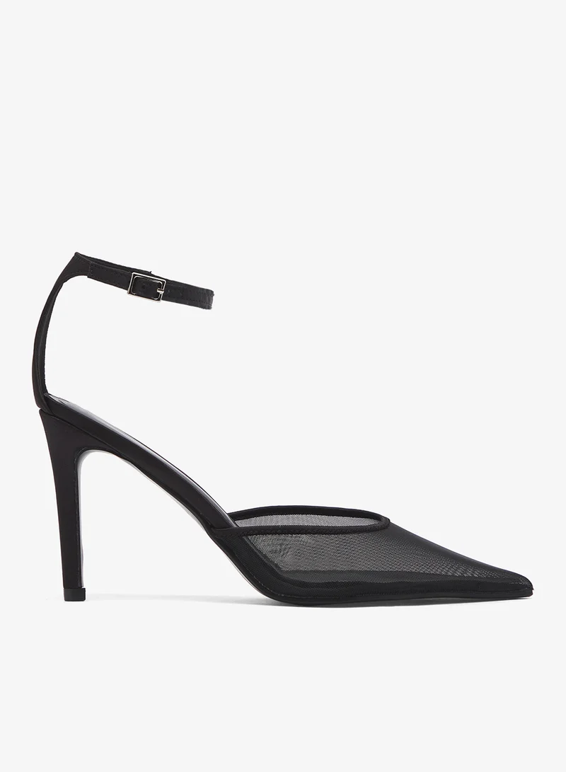 Mesh High Heel Stiletto Pump With Strap